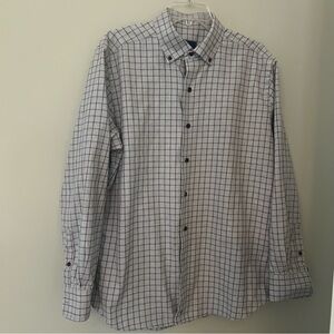 David Donahue Gray and Red Casual Fusion Button Down Shirt 16.5/L